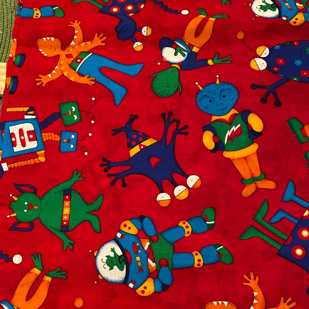 2 1/2+ yards hundred percent cotton Cranston print work company, alien print